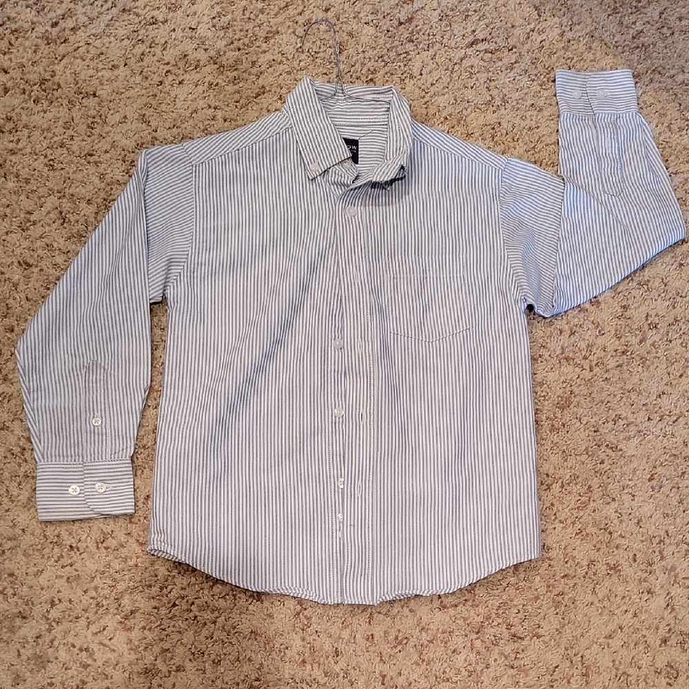 Arrow Boys White and Blue Pin Striped Shirt, Size 8